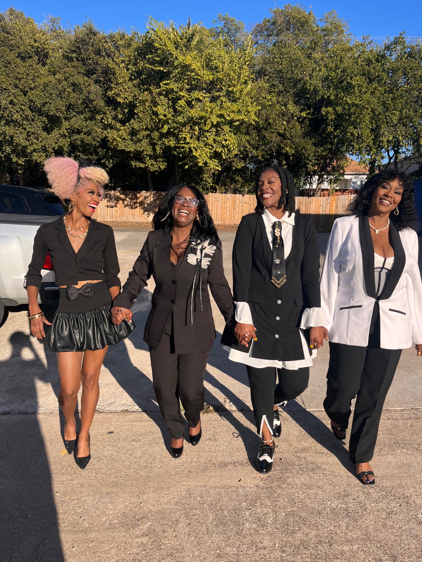 Mastermind team walking together, suited up
